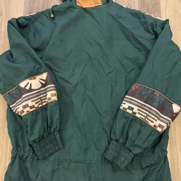Vintage Ville Franche size M 90s Aztec Print Windbreaker Jacket #aztec - Picture 7 of 8